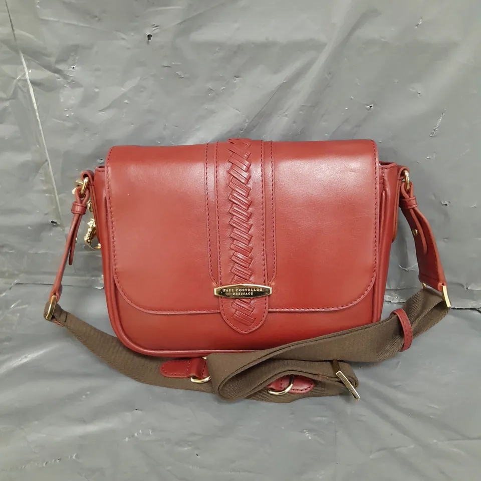 PAUL COSTELLOE DRESSAGE WEAVE CROSSBODY BAG IN BERRY