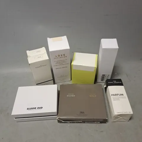 APPROXIMATELY 8 ASSORTED BOXED FRAGRANCES TO INCLUDE - ZARA LOVE EXPLOSION - ZARA MAN SILVER - THE ESSENCE VAULT - ETC