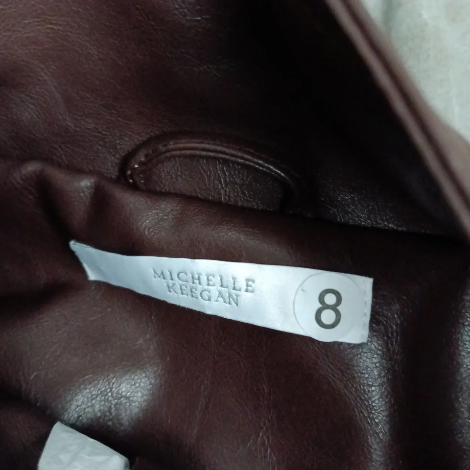 MICHELLE KEEGAN FAUX EATHER JACKET IN BROWN – WOMEN'S, UK 8