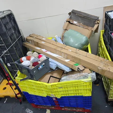 PALLET TO CONTAIN LARGE AMOUNT OF ASSORTED ITEMS TO INCLUDE: ASSORTED YARN BALLS 