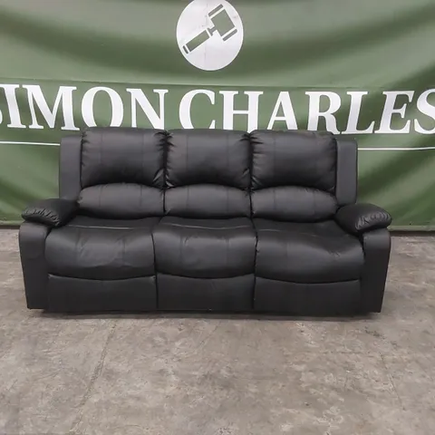 QUALITY DESIGNER MANERVIS 3 SEATER MANUAL RECLINING FAUX LEATHER SOFA