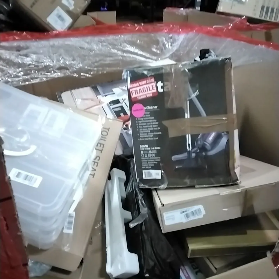 PALLET OF HOUSEHOLD ITEMS TO INCLUDE DANCE MAT, WOODEN BABY WALKER, MOTOR CAR ENGINE TOY,SWIVEL CHAIR AND OTHER ASSORTED ITEMS...