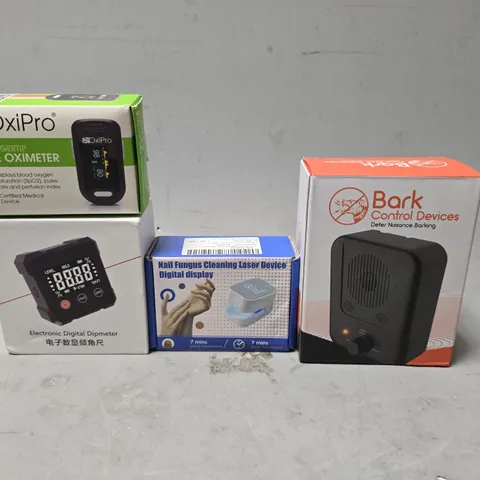APPROXIMATELY 10 ASSORTED ITEMS TO INCLUDE - OXIPRO PULSE OXIMETER , BARK CONTROL DEVICES , DIGITAL DIPMETER ETC