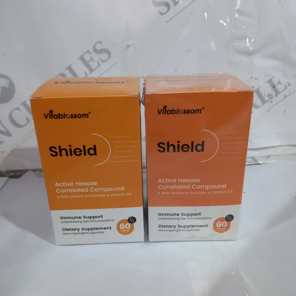 2 X VITABLOSSOM SHIELD AHCC & BETA GLUCAN & FUDOIDAN & VITAMIN D3