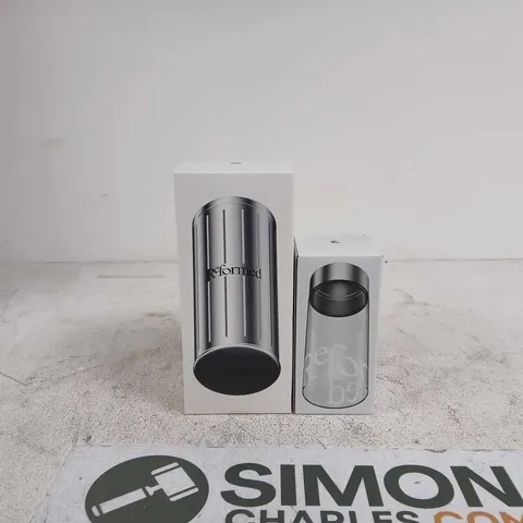 2 X REFORMED ITEMS: GLASS BOTTLE + STORAGE TANK