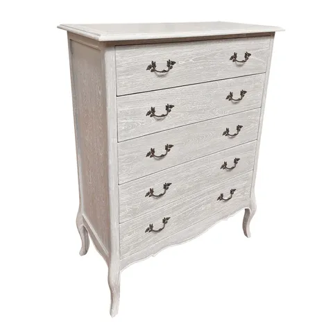 BOXED HOMESDIRECT365 STYLISH ANTIQUE STYLE 5 DRAWER BEDROOM CHEST OF DRAWERS