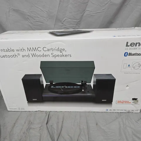 LENCO LS-300BK TURNTABLE WITH MMC CARTRIDGE, BLUETOOTH AND WOODEN SPEAKERS (V2)