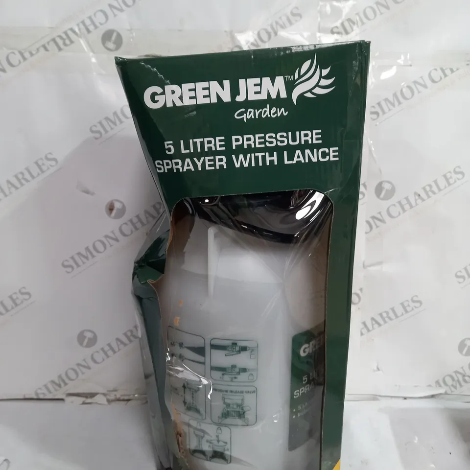 GREEN JEM 5 LITRE PRESSURE SPRAYER WITH LANCE 
