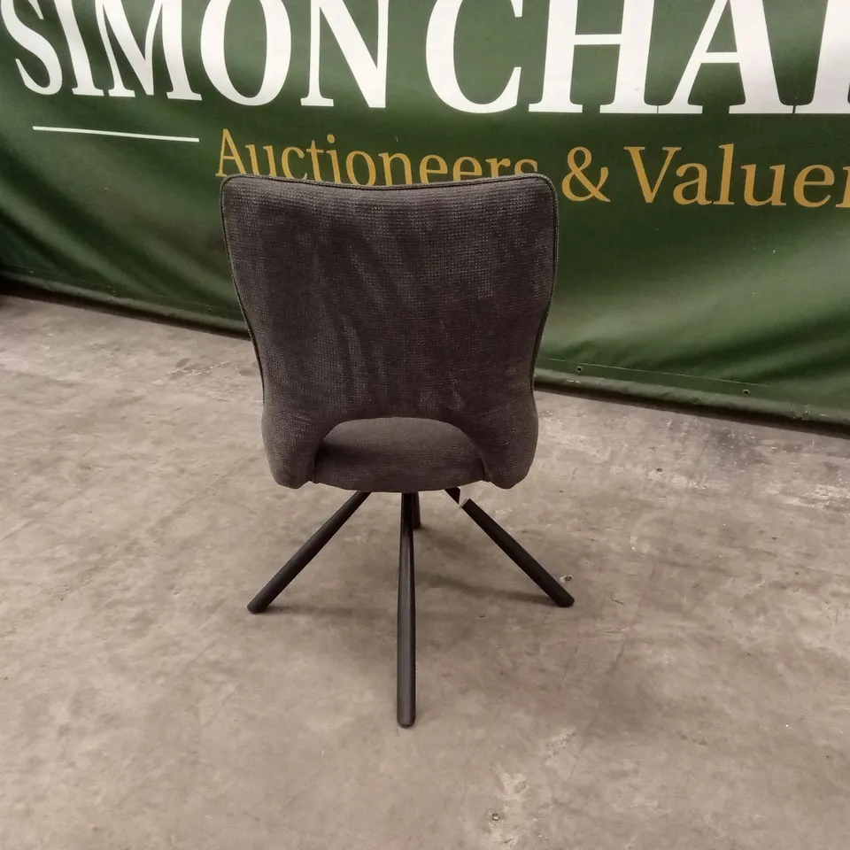 DESIGNER DARK GREY FABRIC SWIVEL DINING CHAIR