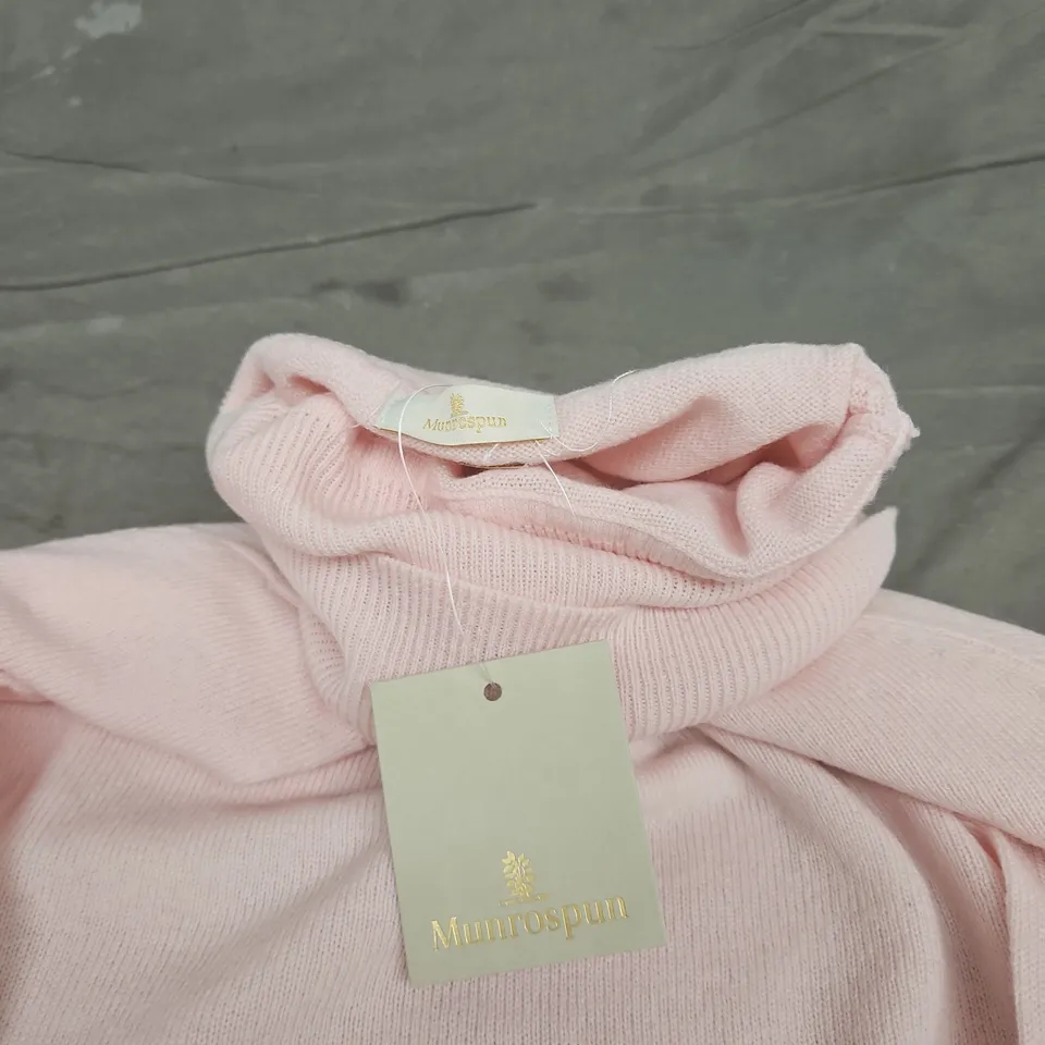 HOUSE OF BRUAR MERINO ROLL NECK SWEATER – SOFT PINK – UK SIZE L