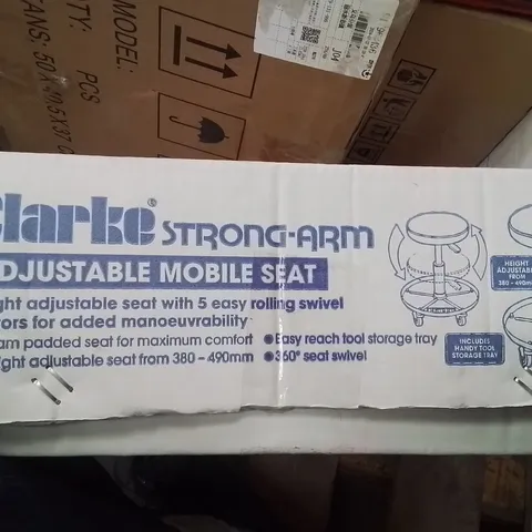 BOXED CLARKE STRONG-ARM ADJUSTABLE MOBILE STOOL
