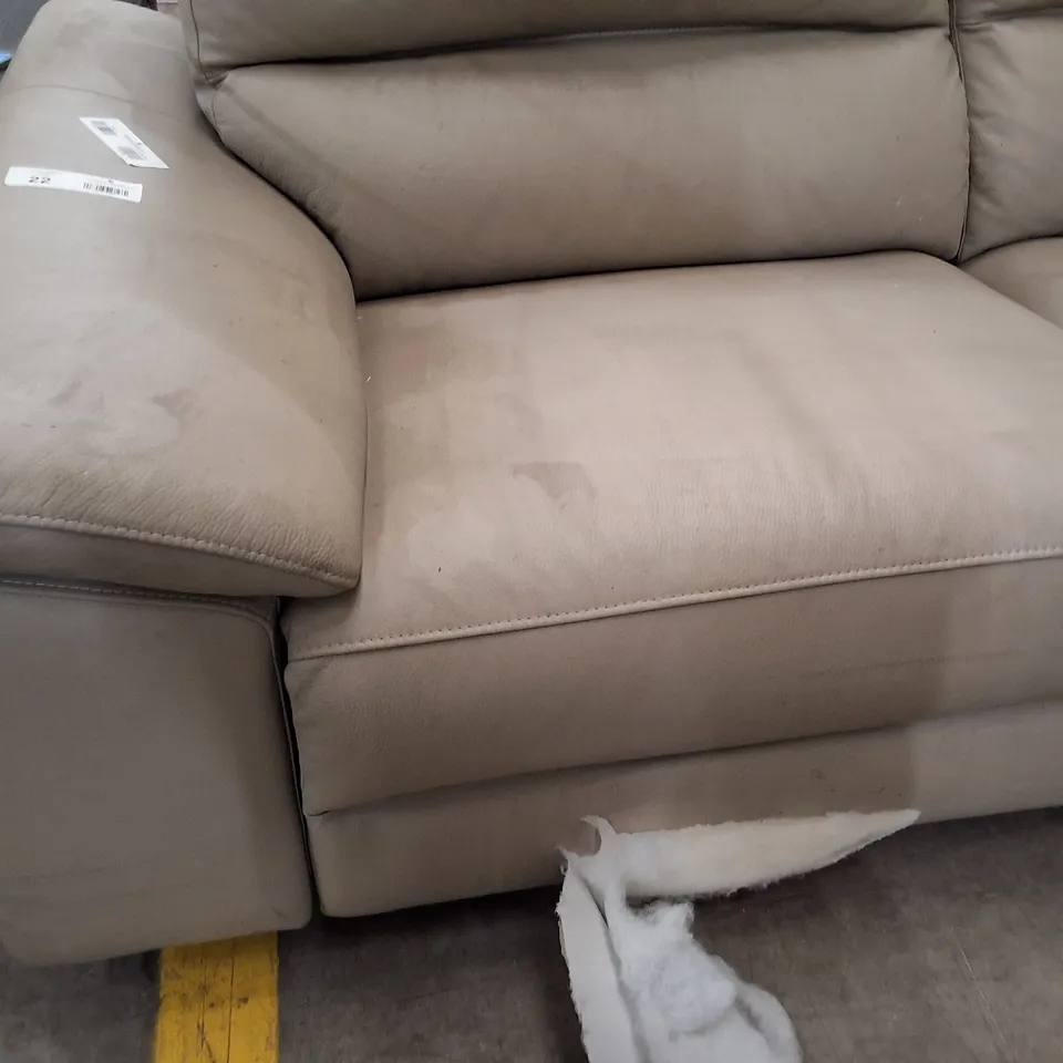 GREY FAUX LEATHER RECLINING 3-SEATER SOFA