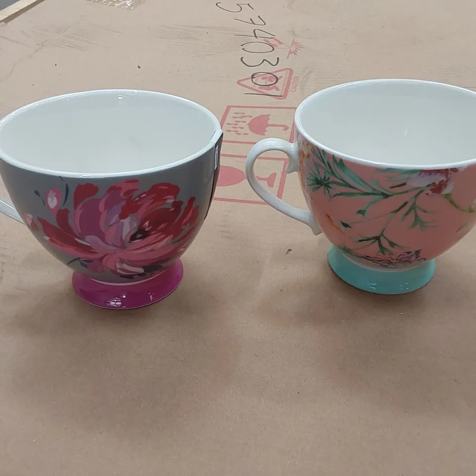 BOXED PEACH BIRDS BONE CHINA MUG SET - SET OF 8 (1 BOX)