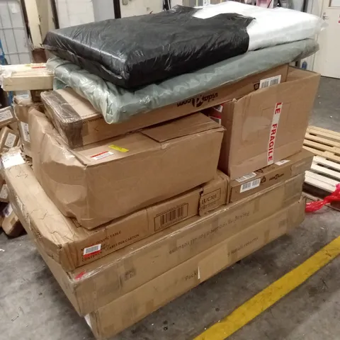 PALLET OF ASSORTED INCOMPLETE FURNITURE PARTS AND PIECES