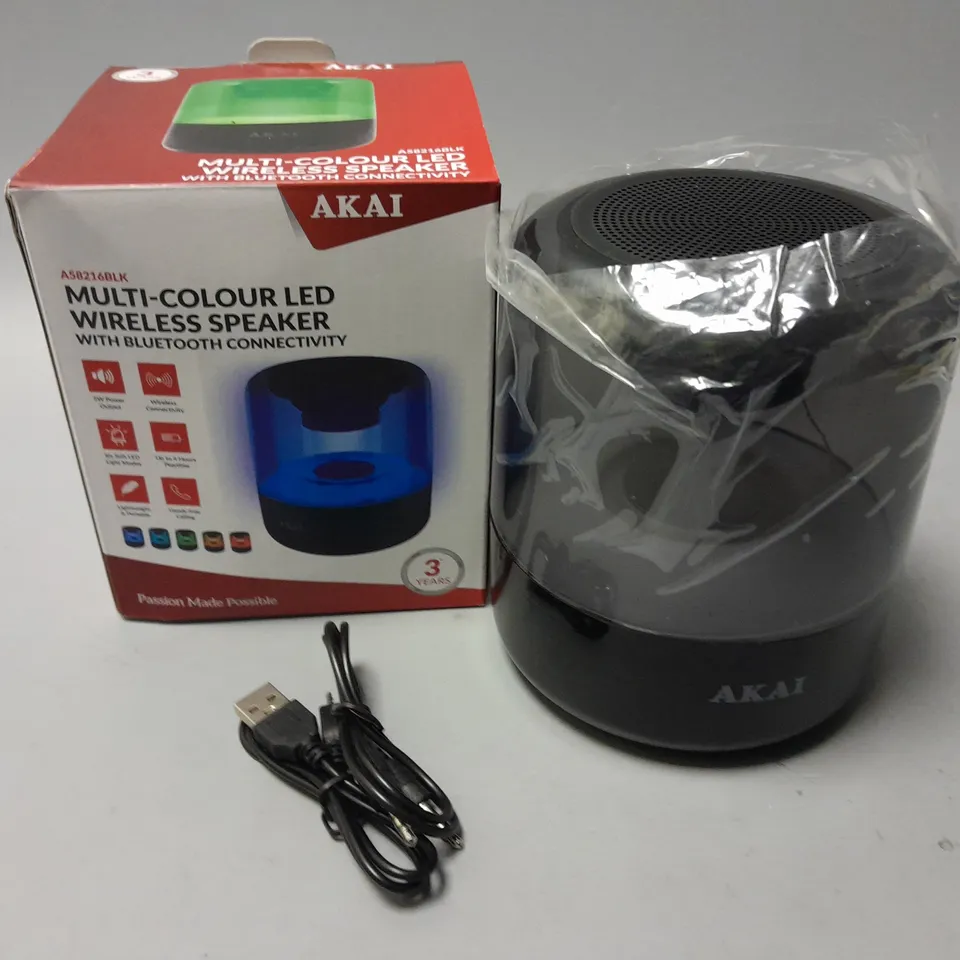 AKAI MULTI-COLOURED LED WIRELESS SPEAKER