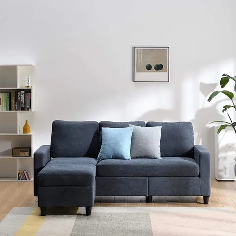 BOXED BILLUPS 2 PIECE UPHOLSTERED SOFA & CHAISE - DARK GREY FABRIC (2 BOXES)
