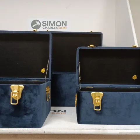 SET OF 3 VELVET TOUCH TRUNK CASES – NAVY