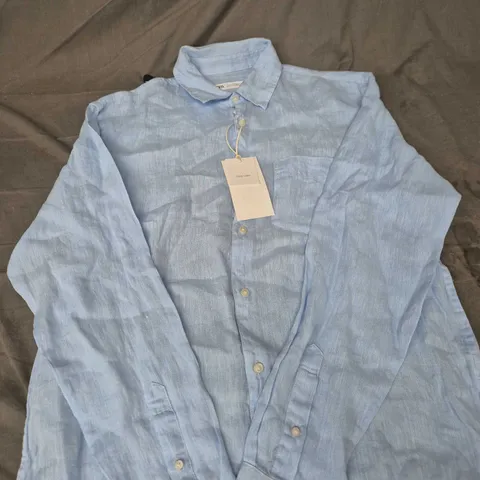 ZARA Light Blue Linen Shirt, UK Medium (M) β Long Sleeve with Chest Pocket