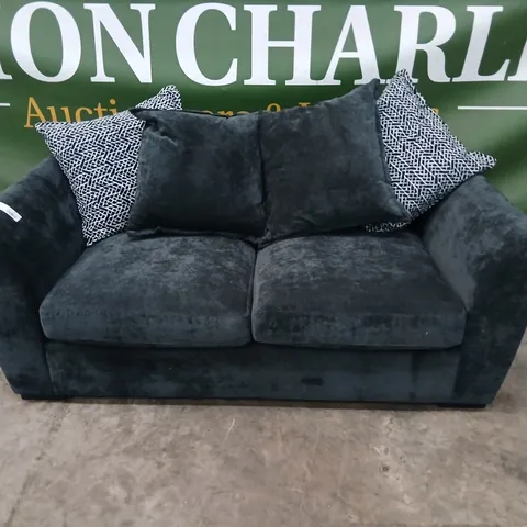 BLACK VELVET EFFECT 2-SEATER SOFA WITH CUSHIONS