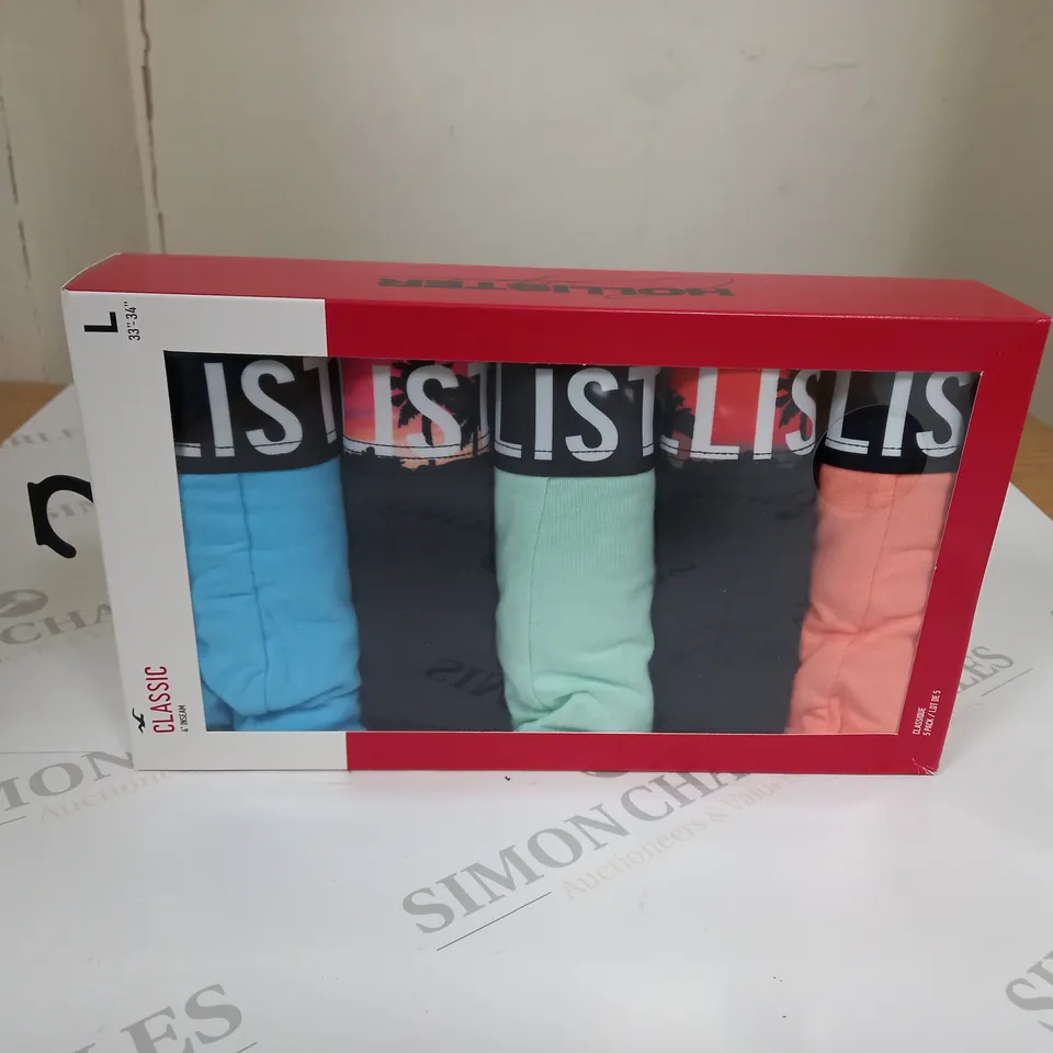 BOXED PACK OF 5 CLASSIC HOLLISTER BOXERS SIZE L