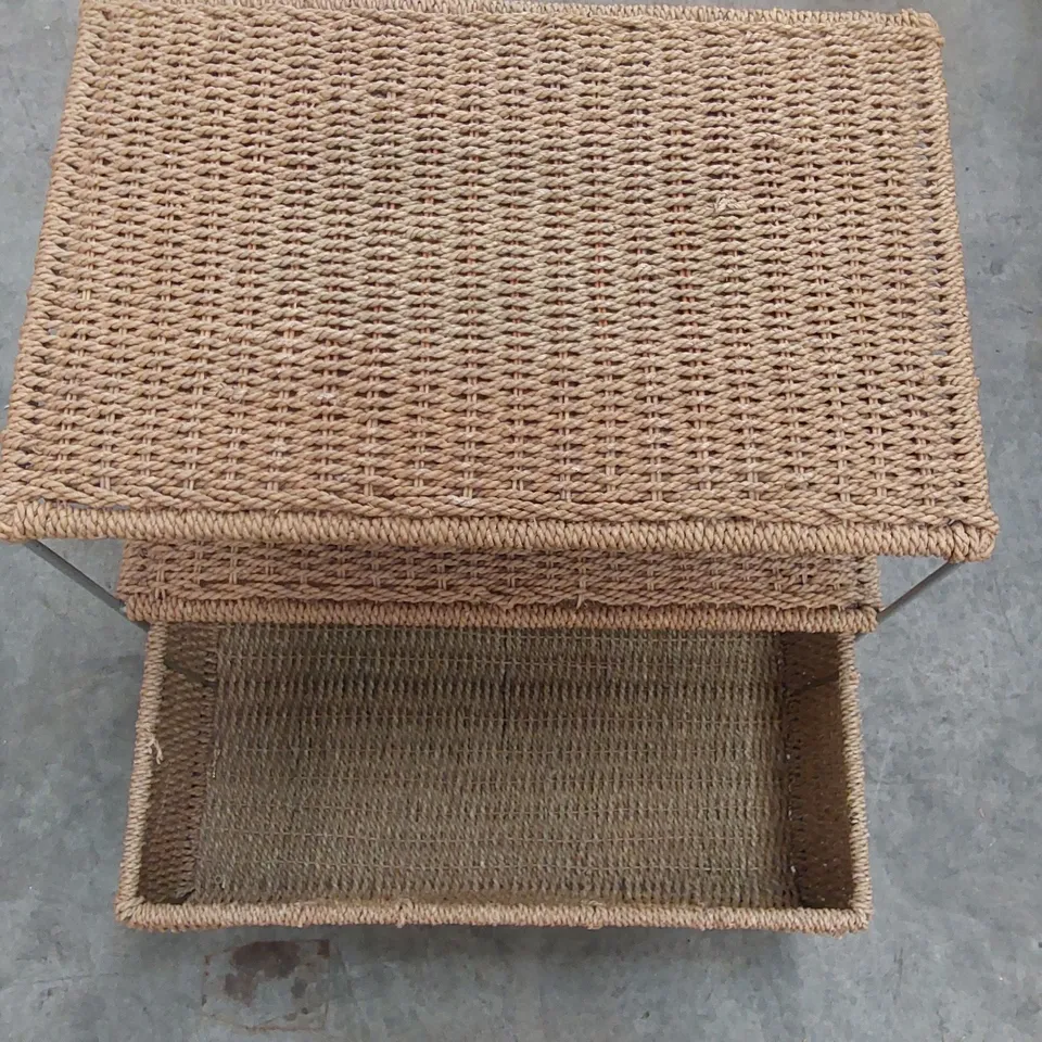 DESIGNER WICKER COFFEE TABLE WITH STORAGE 