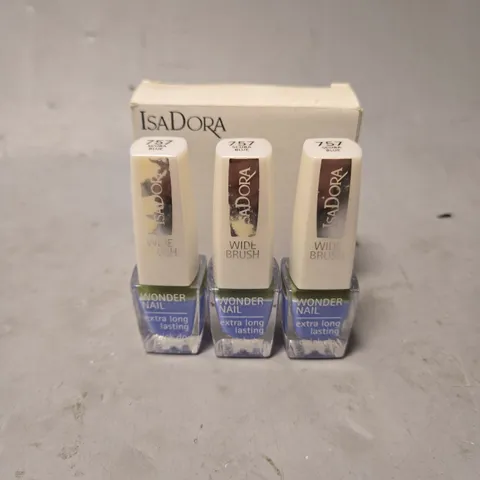 BOX OF APPROX 100 ISADORA WONDER NAIL WIDE BRUSH VARNISHES IN 757 SCUBA BLUE