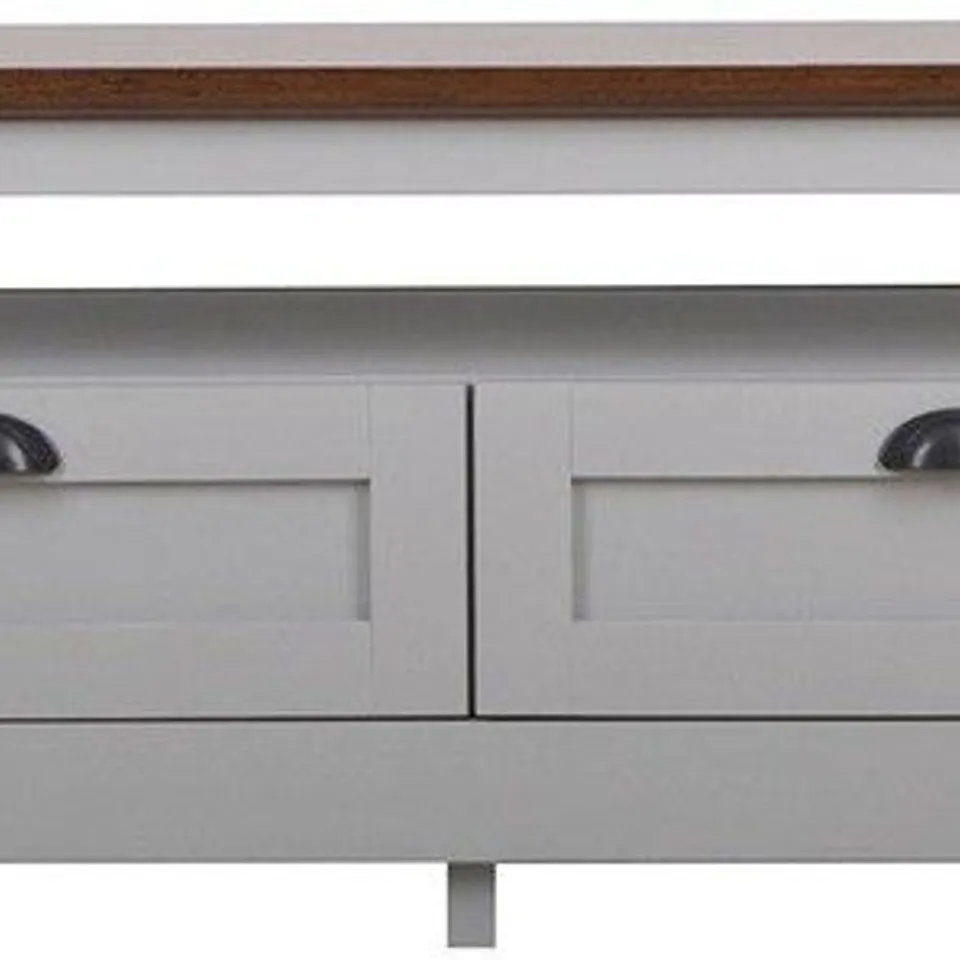 BOXED DEVON GREY STORAGE COFFEE TABLE GREY/WALNUT