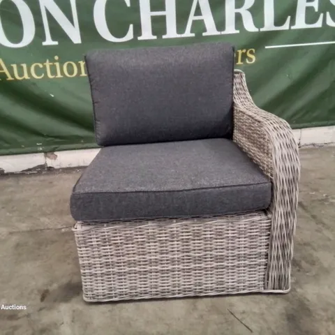 BOXED CURVED ARM LEFT CORNER CHAIR - LIGHT GREY