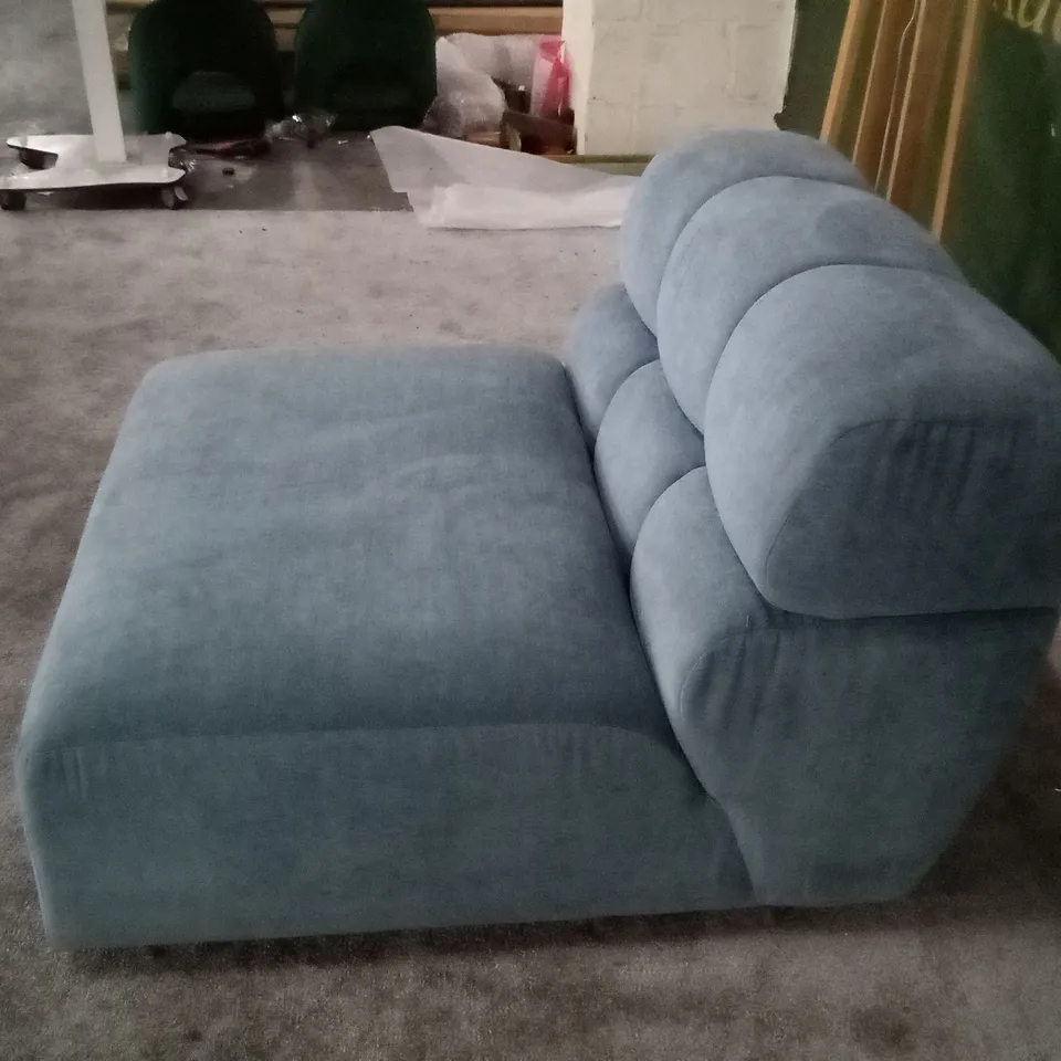 QUALITY DESIGNER ARMLESS CHAIR - LIGHT BLUE FABRIC 