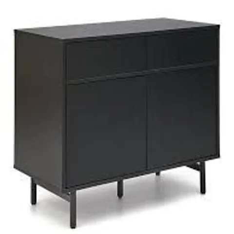 BOXED HAVA 2 DOOR, 2 DRAWER COMPACT SIDEBOARD - BLACK (1 BOX)
