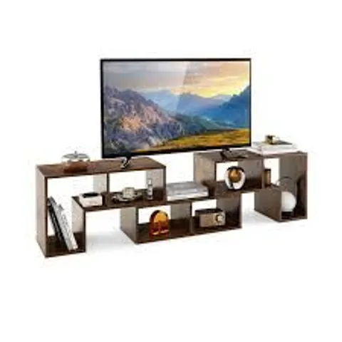 BOXED COSTWAY CONVERTIBLE TV STAND (SET OF 3) - RUSTIC BROWN (1 BOX)