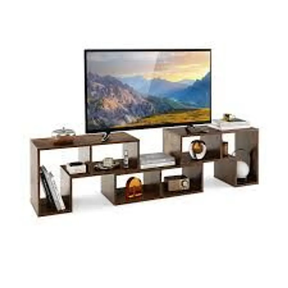 BOXED COSTWAY CONVERTIBLE TV STAND (SET OF 3) - RUSTIC BROWN (1 BOX)