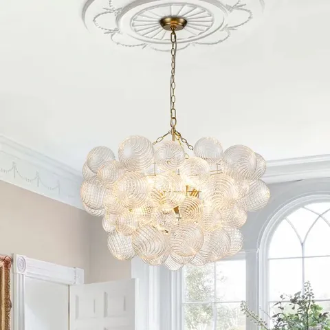BOXED ANNACHRISTINA 8-LIGHT TWISTED GLASS GLOBE CLUSTER CHANDELIER SPUTNIK CEILING LIGHT (3 BOXES)