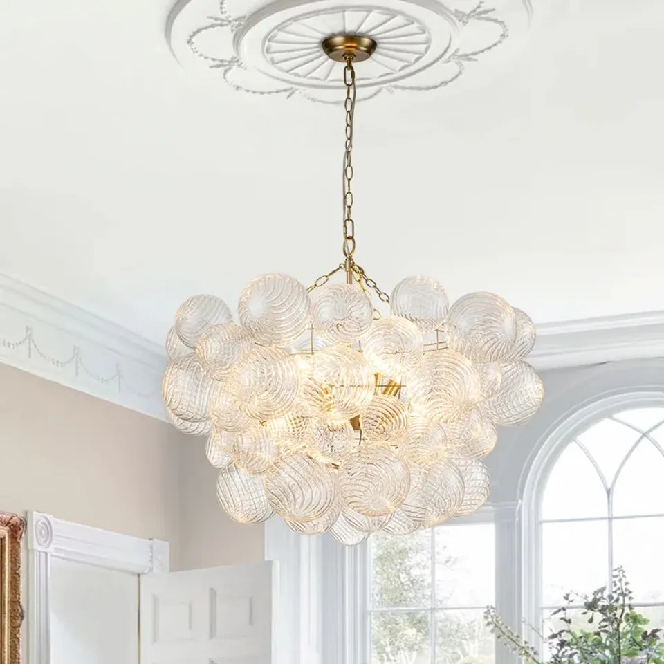BOXED ANNACHRISTINA 8-LIGHT TWISTED GLASS GLOBE CLUSTER CHANDELIER SPUTNIK CEILING LIGHT (3 BOXES)