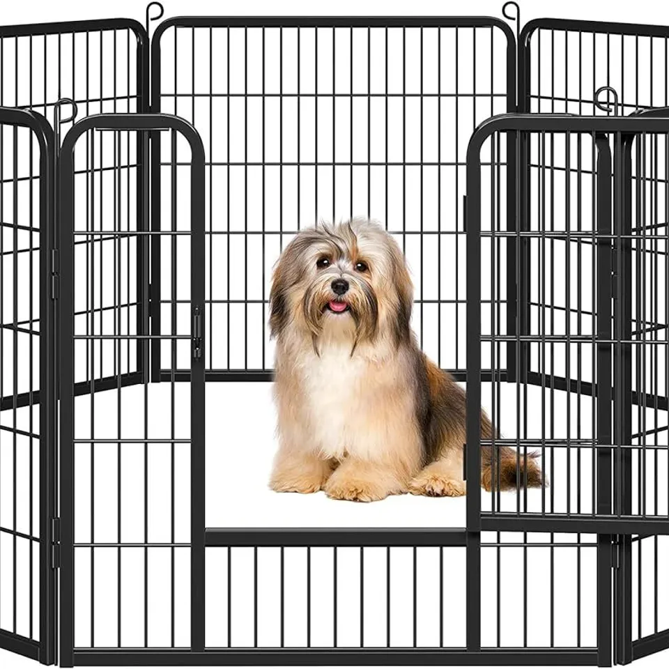 BOXED YAHEETECH 8-PANEL HEAVY-DUTY DOG PLAYPEN FOR PUPPIES/SMALL DOGS, PET EXERCISE PEN FOR GARDEN/YARD INDOOR/OUTDOOR USE 80CM HEIGHT