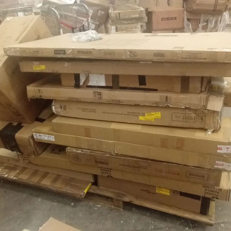 PALLET OF ASSORTED INCOMPLETE FURNITURE PARTS AND PIECES
