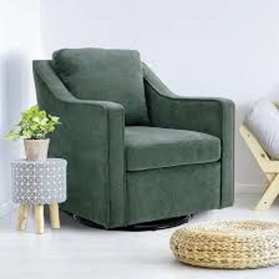 BOXED COLAMY SWIVEL ACCENT CHAIR - GREEN (1 BOX)