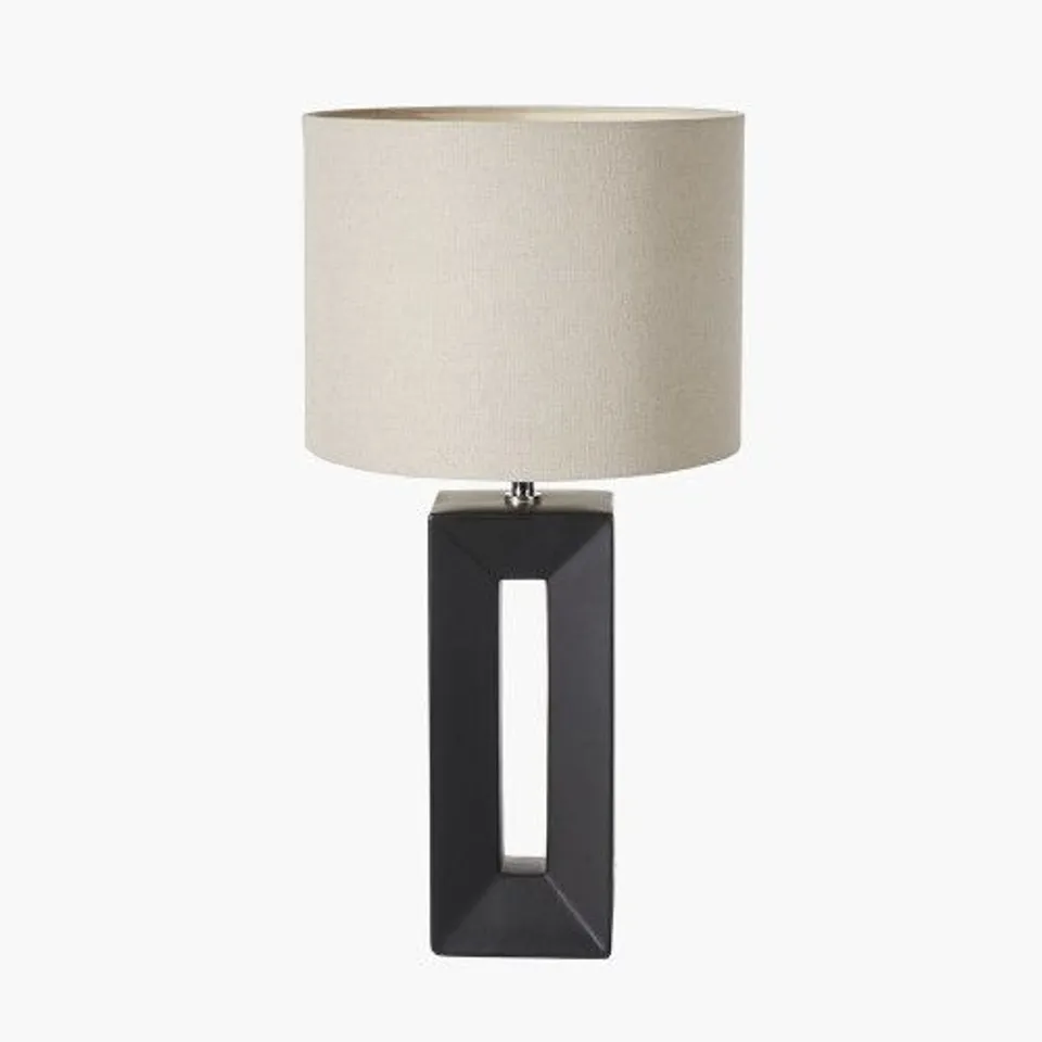 BOXED PACIFIC BLOCK BLACK CERAMIC TALL TABLE LAMP