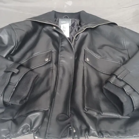 GEORGE STORM CUFF LEATHER JACKET, BLACK - UK SIZE S
