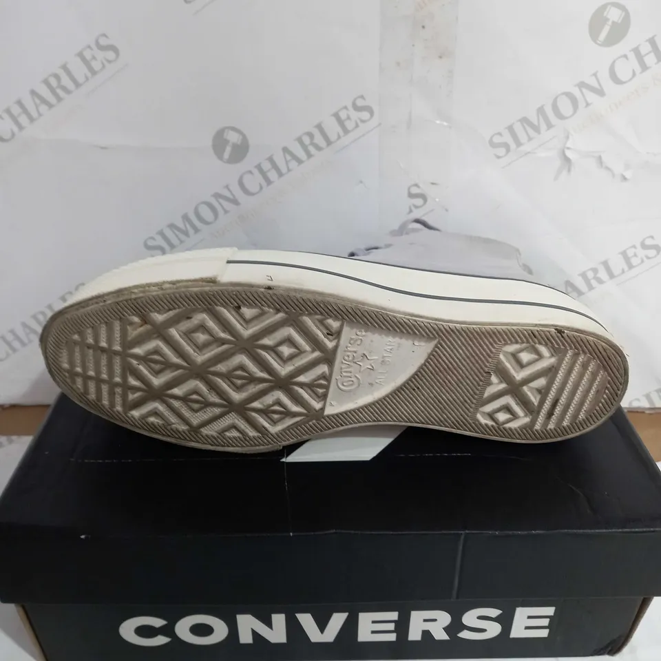 BOXED CONVERSE WOMENS CHUCK TAYLOR ALL STAR LIFT COZY UTILITY SHOES, IRON GREY - SIZE 6 