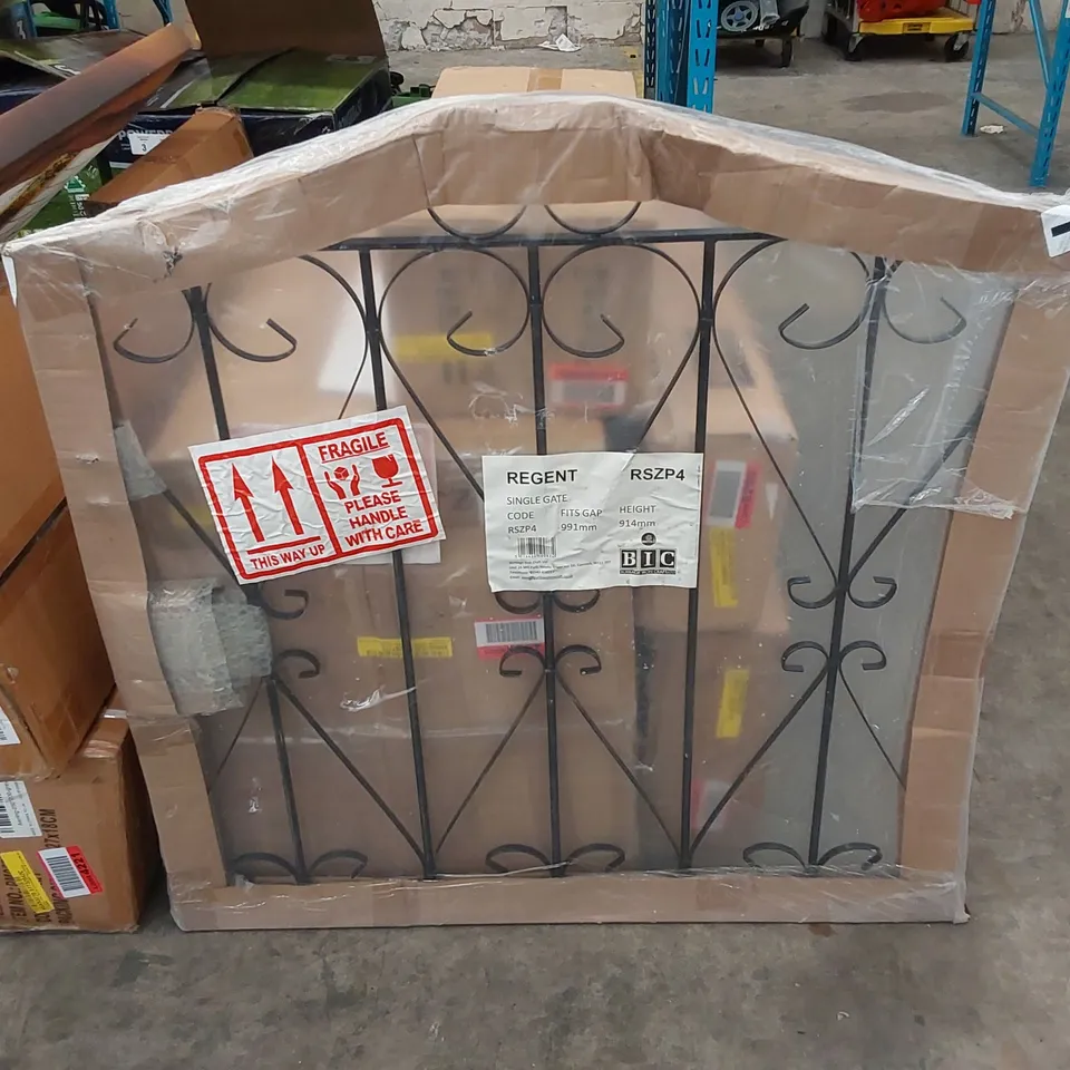 WRAPPED URIEGAS SCROLL SINGLE METAL GARDEN GATE - BLACK