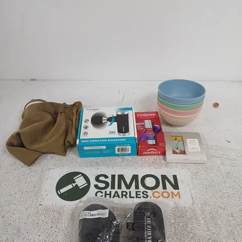 BOX OF APPROXIMATELY 10 ASSORTED ITEMS INCLUDING JOHN LEWIS SCENTED TEA LIGHTS, SOME PLASTIC BOWLS AND COLGATE AFTER BRUSHING TEETH WHITENING BOOSTER