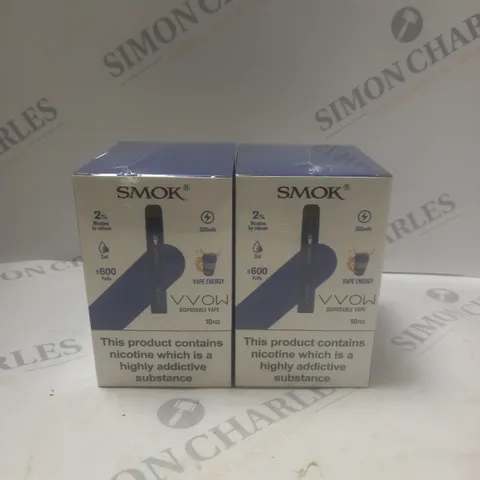 2 BOXED & SEALED (10 DISPOSABLES PER BOX) SMOK VWOW DISPOSABLE VAPES - VAPE ENERGY