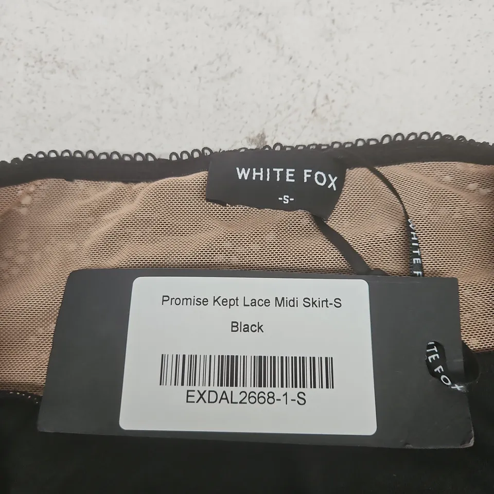 WHITE FOX PROMISE KEPT LACE MIDI SKIRT - BLACK, SIZE S