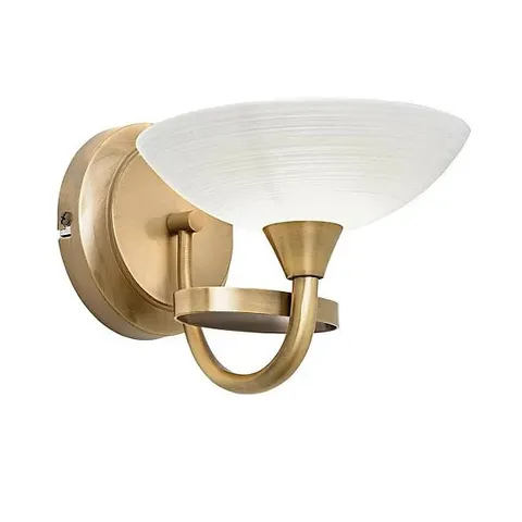 BOXED LUMINOSA CAGNEY 1 LIGHT WALL LIGHT ANTIQUE BRASS WITH WHITE GLASS SHADE, G9