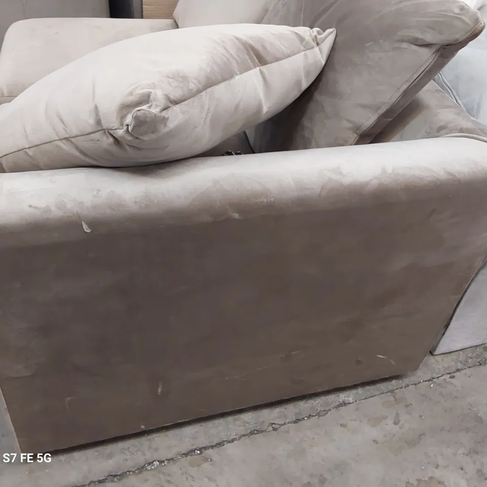 TWO SEATER SECTION WITH SCATTER CUSHIONS MINK PLUSH FABRIC