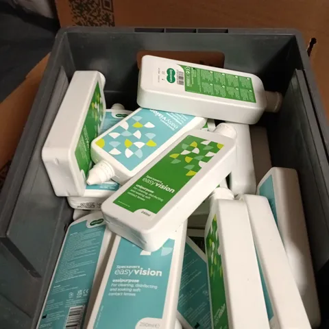 BOX OF APPROXIMATELY 20 BOTTLES OF CONTACT LENS SOLUTION 