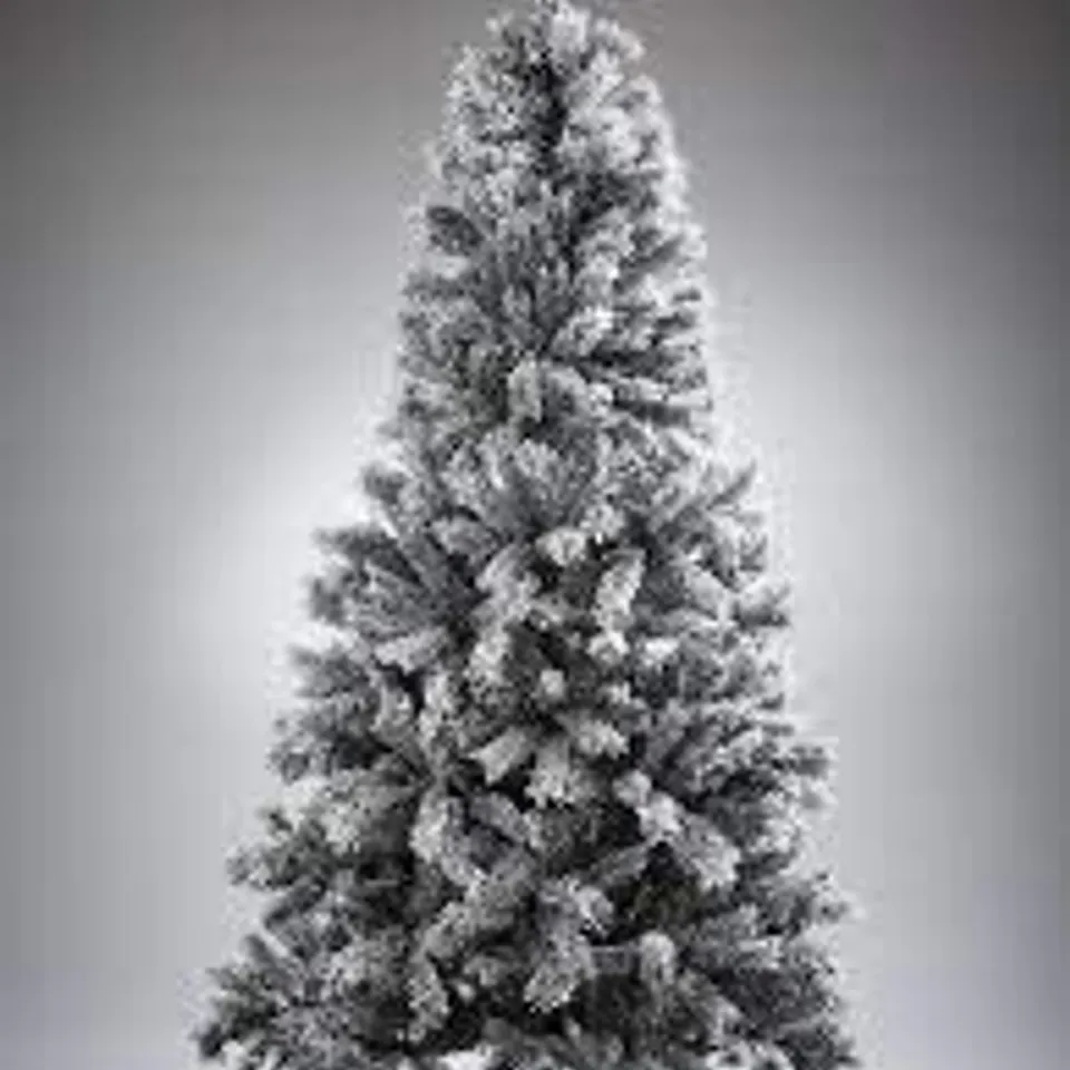 BOXED GRADE 1 7' BLACK FOREST FLOCKED PRE-LIT CHRISTMAS TREE RRP £199.99