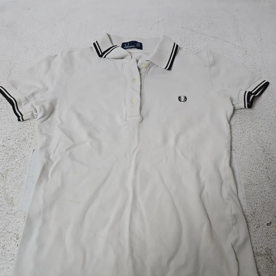 FRED PERRY WHITE POLO SHIRT - SIZE 12