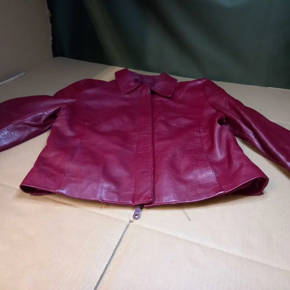 DESIGNER RED FAUX LEATHER JACKET - LARGE